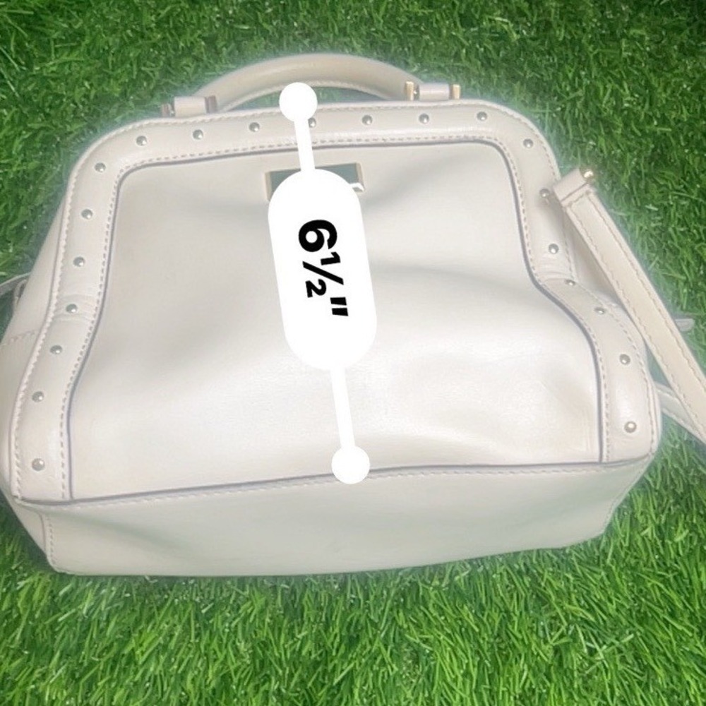 Kate‎ Spade New York Off White Leather Studded Satchel Crossbody Handbag - Picture 8 of 9